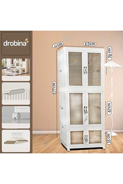 drobina Fillertech stackable storage boxes, collapsible storage box with lids and doors, with wheels from Drobina 3-tier