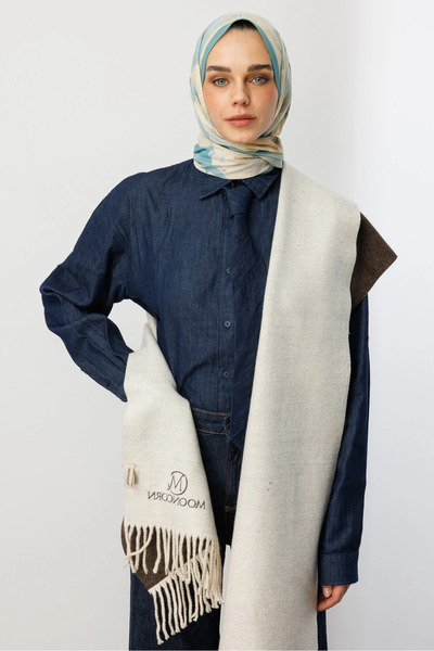 Mooncorn Double-Sided Wool Scarf Stone Color Brown