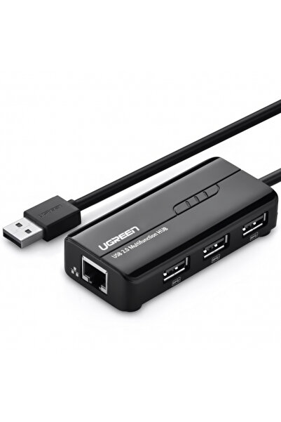 Ugreen Hub USB 20264, 3 x USB-A - 1 x RJ45, Negru