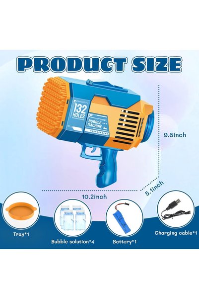 AYEBIA 132 Holes Bubble Gun Toys, Rocket Launcher Bubble Blower Toy