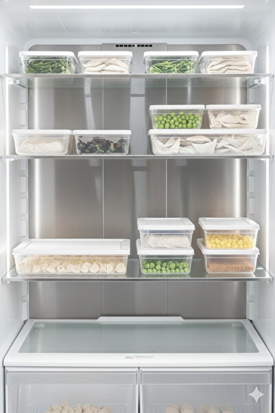 Orvila Set of 6 Storage Containers Refrigerator Freezer Suitable for Freezing Organizer Set 2X2400 ml 4X1200 ml