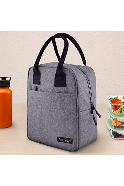 Generic French Wear Insulated Lunch Bag - Gray Nylon, For Men, Women & Kids, Hot/Cold, 9L