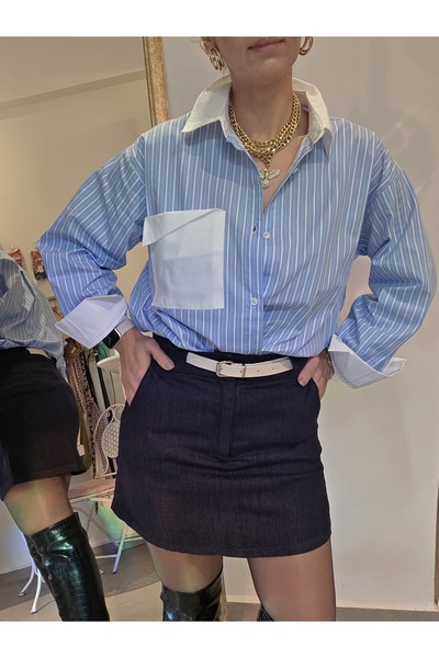 Butik Kadın, Ön Arka Etek Görünümlü, İçi Şort, Çift Cepli, Kemerli, Lacivert ...