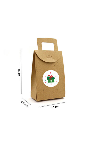 repro design Kraft Advent Calendar 24 Adet Boş Hediye Kutusu Seti 10x15x5,5 cm + 24 Adet Numara Etiketi