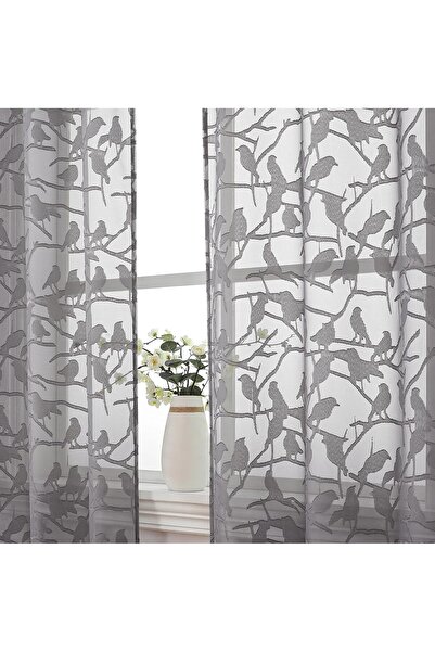 Generic OVZME Angie Grey Semi-Sheer Curtains, 2-Pack, Double Rod Pocket, 96.5 x 182.9 cm