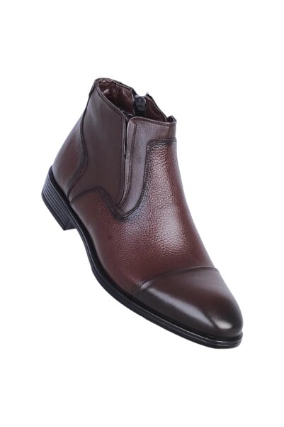 Censay Ανδρικές μπότες από δέρμα και γούνα 137 Brown Garne Zigana