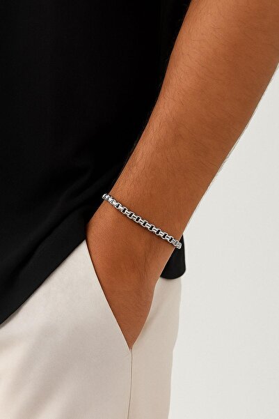 New Obsessions Men's Thick Round Steel Bracelet (19cm)