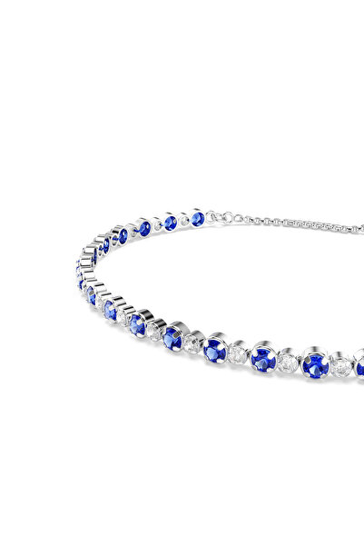 Swarovski Matrix Tennis bileklik, Karışık yuvarlak kesimler, Mavi, Rodyum kaplama