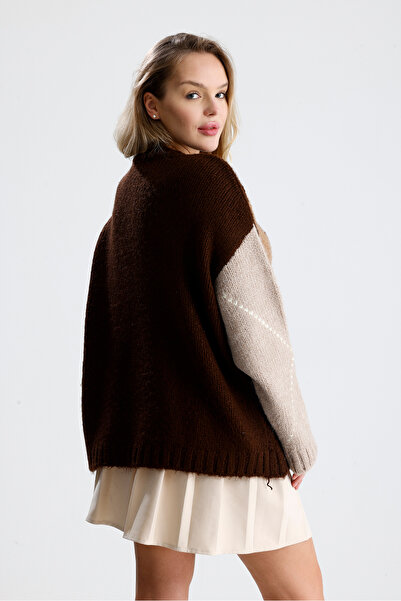 Figo Baklava Patterned Crew Neck Women's Sweater