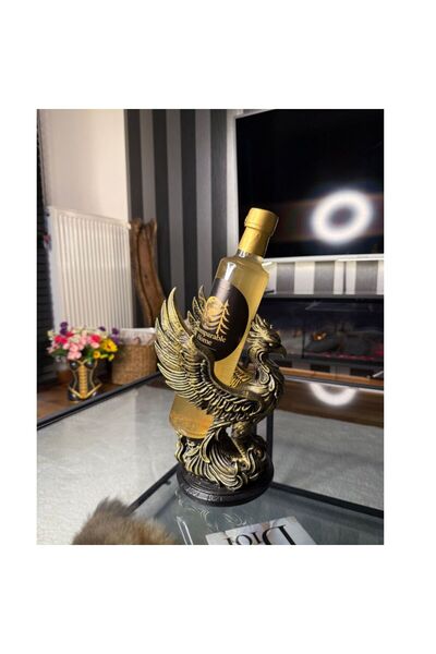 İncomparable Home Eskitme Görünümlü Anka Figürlü Şişe Standı – El Boyaması Sa...