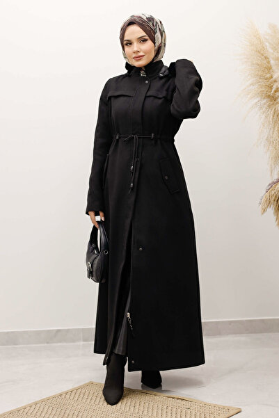 Tesettür Dünyası Drawstring Waist Coat Tsd250247 Black