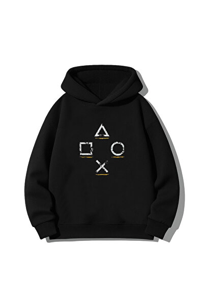 MODA Hanorac negru pentru adulți Gamer cu imprimeu cu glugă Swea tricou