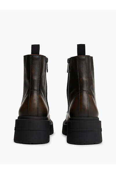 Tommy Hilfiger Chunky Leather Lace-Up Cleat Mid Boots