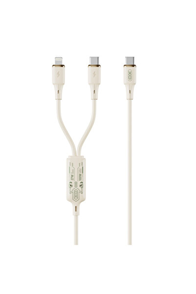 Apple Charging Cable USB-C - Lightning / USB-C XO Design NB-Q262 2in1, 100W, 1.2m, Beige