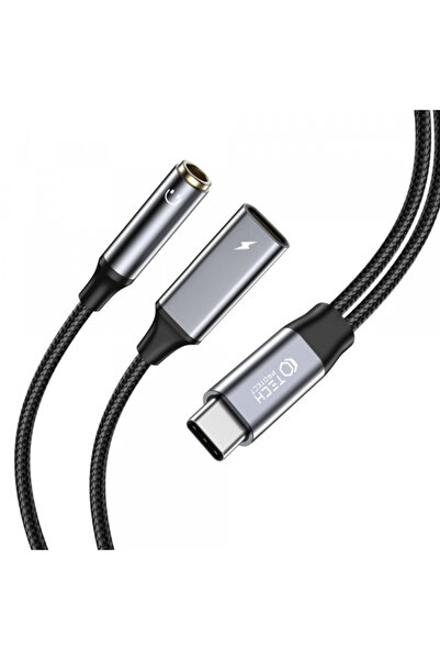 Universal Cablu audio USB-C - 3.5mm / USB-C Tech-Protect Ultraboost, Negru