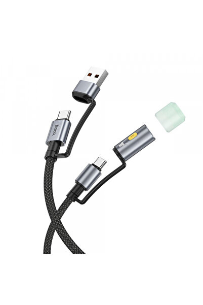 Hoco Cablu Date si Incarcare USB-C / USB-A - USB-C / Led U138, 60W, 1.2m, Negru
