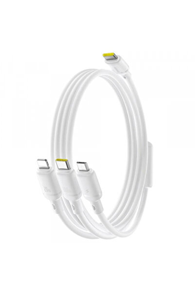 Apple Baseus Silky 3in1 USB-C Charging Cable - Lightning / microUSB / USB-C, 100W, 1.5m, White