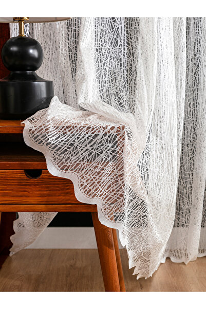 LUNETT HOME Tree Bark Pattern Sparse Pleated 1X2 Tulle Curtain Living Room Balcony Kitchen Tulle