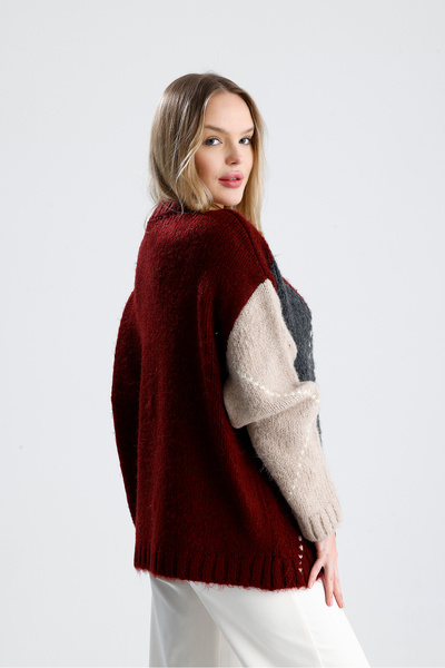 Figo Baklava Patterned Crew Neck Women's Sweater