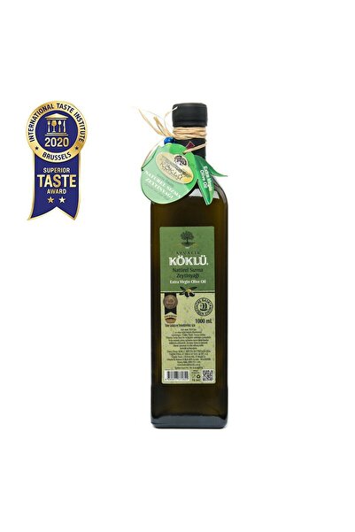 Köklü Zeytincilik Ayvalık Taş Baskı Soğuk Sıkım Natürel Sızma Ayvalık Zeytinyağı 1 lt Marasca Cam Şişe