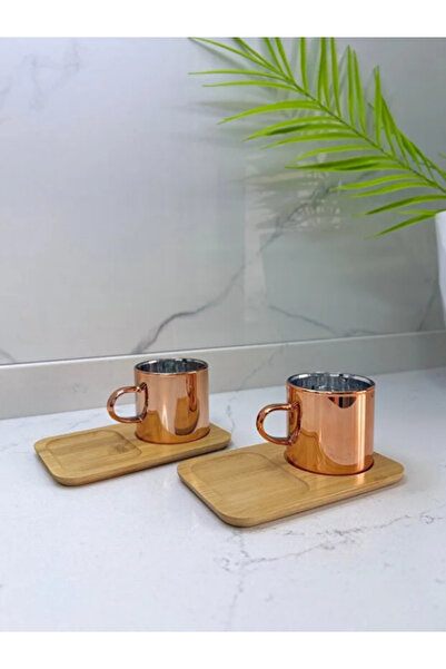 AiroBazar Set of 2 Borosilicate Glass Cups with Bamboo Coasters – Heat Resistant Clear Glass Coffee and Tea Cup