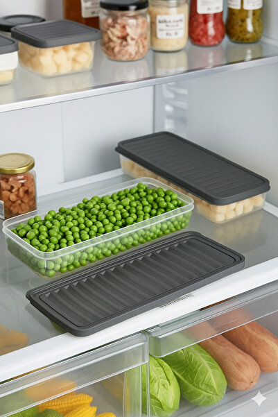 Orvila Set of 6 Storage Containers Refrigerator Freezer Suitable for Freezing Organizer Set 2X2400 ml 4X1200 ml