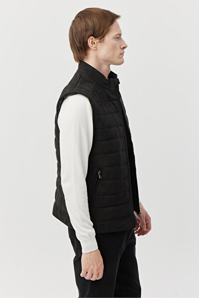 PAULMARK Men's Stand Collar Suede Vest