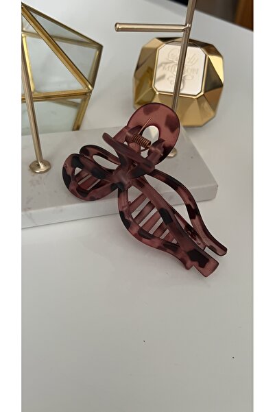 SU PERİSİ TAKI BİJUTERİ Matte Pink Leopard Print Bowknot Clip with Subtle Tone