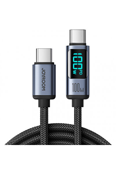 Joyroom Cablu Date si Incarcare USB-C - USB-C S-A16 Prism Display, 100W, 1.2m, Negru