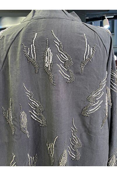 Dadali Women's Stone Embroidered Special Design Long Sleeve Cotton Kimono