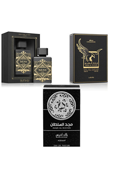 lattafa بديع العود ملك الطيور مجد السلطان - العرض الفخم 3 عطور للرجال