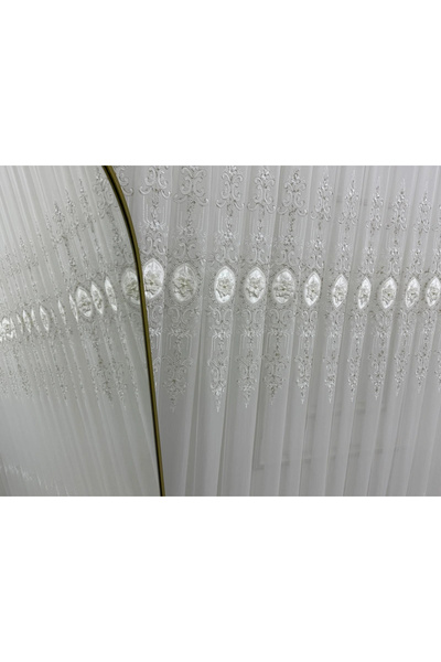 NİVEMESHOME 3158 Valeria Gold 1/2.5 Pleated Bamboo Tulle Curtain