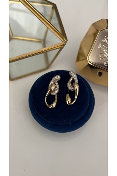 SU PERİSİ TAKI BİJUTERİ Xuping Irreversible Gold Zirconia Stone Chain Earrings
