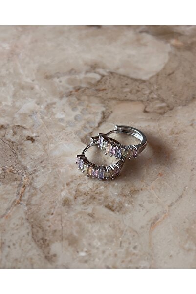 ELENOR Kadın Renkli Taşlı Şık Çelik Küpe