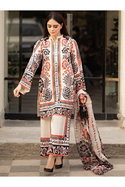 MYSMAR Off-White Crepe Top Palazzo & Dupatta - HRT3154 | Off-White