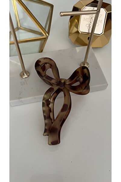 SU PERİSİ TAKI BİJUTERİ Matte Yellow Leopard Print Bowknot Clip with Bottom Tone