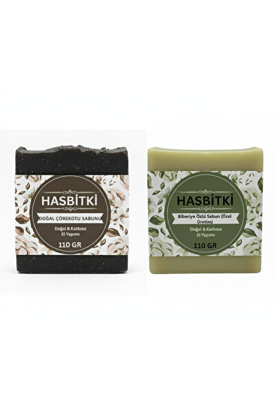 Hasbitki 2’li Set – Biberiye & Çörek Otlu Katı Sabun 2×110–120 g – El Yapımı, Doğal, Bitkisel