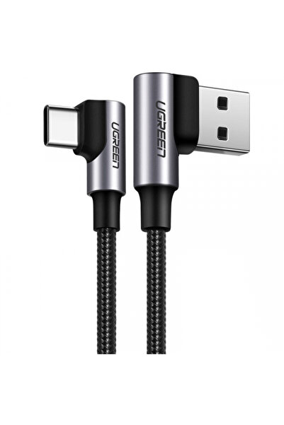 Ugreen USB-A - USB-C US255 Angled Data and Charging Cable, 60W, 1m, Gray