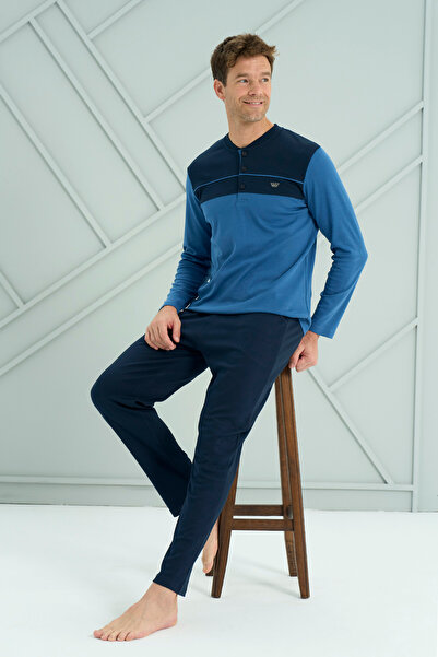 REMSA Чоловічий комплект піжами з довгими рукавами з інтерлоку 2213 Saks