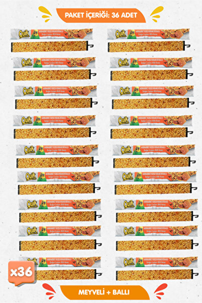 Quik 36lı Set - Premium Muhabbet Krakeri 18 Ballı + 18 Meyveli 36lı Kutulu