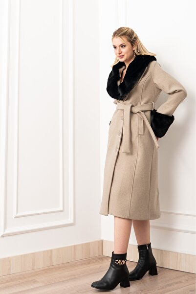 MissVina Celeste Premium Plush Detailed Cashmere Coat 2610