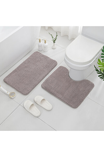 Home Box Luxot- Elite- Chenille Memory Foam Bath Mat 60x90+60x50 cms- Beige