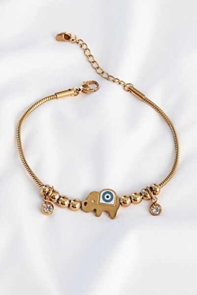 Dorvina Çelik Gold Renk Filli Charmlı Kadın Bileklik 316L Kararmaz | Şık ve Dayanıklı Takı