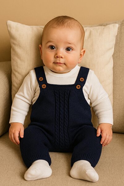 Montisu Men's Navy Blue Knitwear Knitted 2-Piece Set 100% Cotton