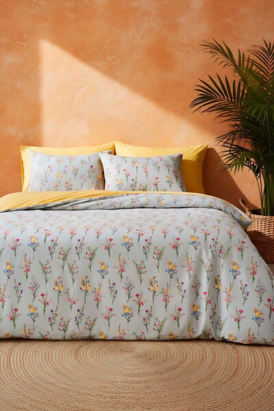 Rivaİstanbul Set de lenjerie de pat Begonvil dublu natural și mătăsos