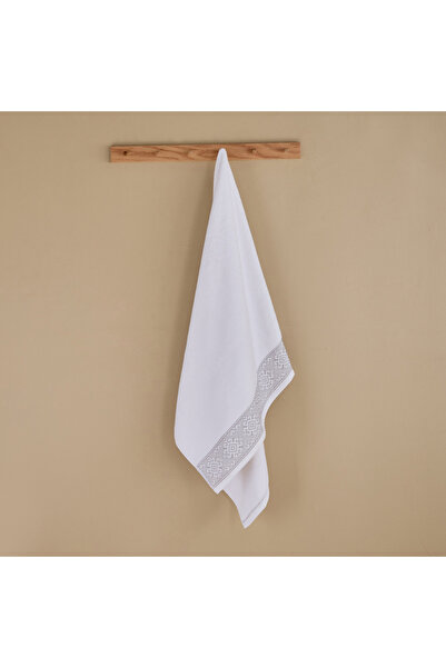 Home Box White Haven Geo Lux- Cotton Zero Twist- Bath Towel- 70x140 cms-White...