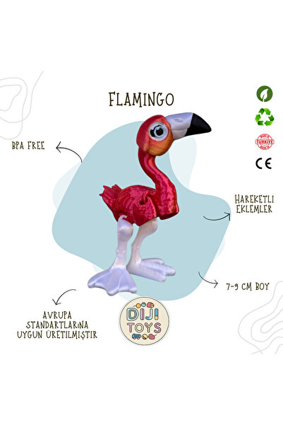 Flamingo Figürü | 3D Baskı, Renkli PLA, Dekoratif Oyuncak – Deniz Masalı Koleksiyonu