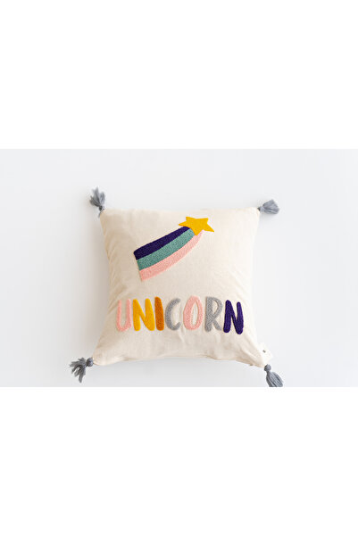 tinytrek Handcrafted Unicorn Pattern Punch Children's Throw Pillow – Buldan W...