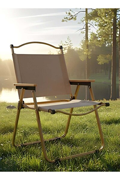 Taimi 5-Piece Camping Set Camping Table with 4 Chairs, Folding Table with Carrying Bag 120x55x62cm Beige