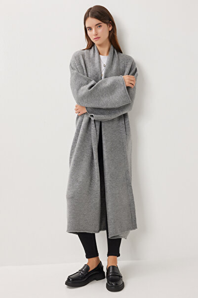 Lovelyİstanbul Oversized Long Knitwear Cardigan Ldd0129 Gray
